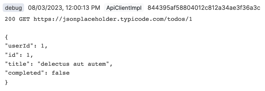 API client log debug