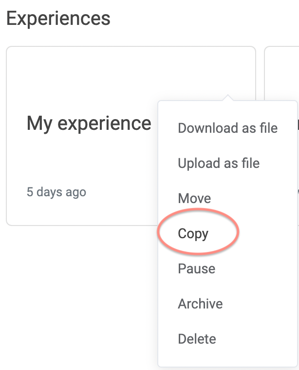Copy an existing experience
