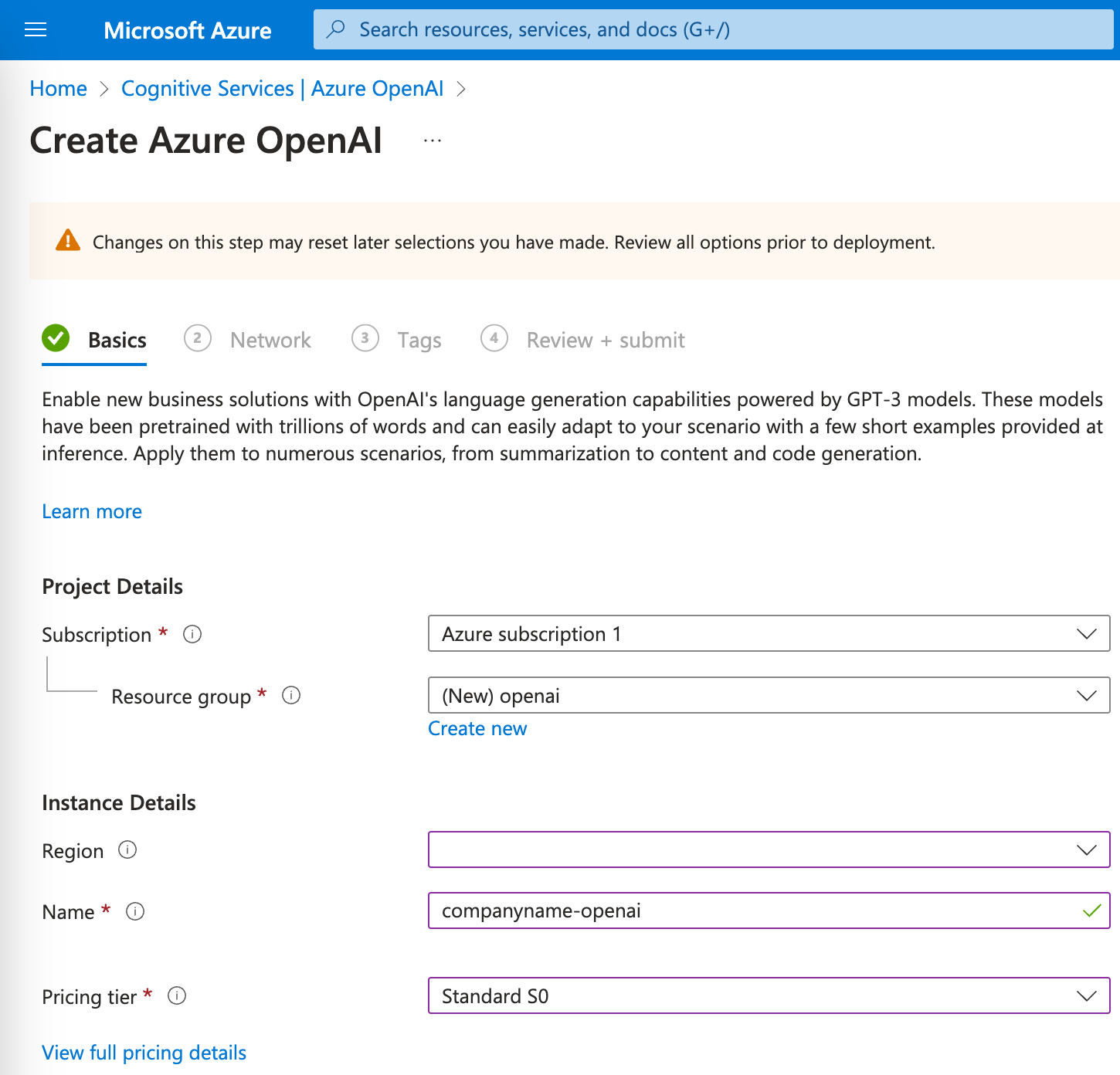 Create Azure OpenAI Basics