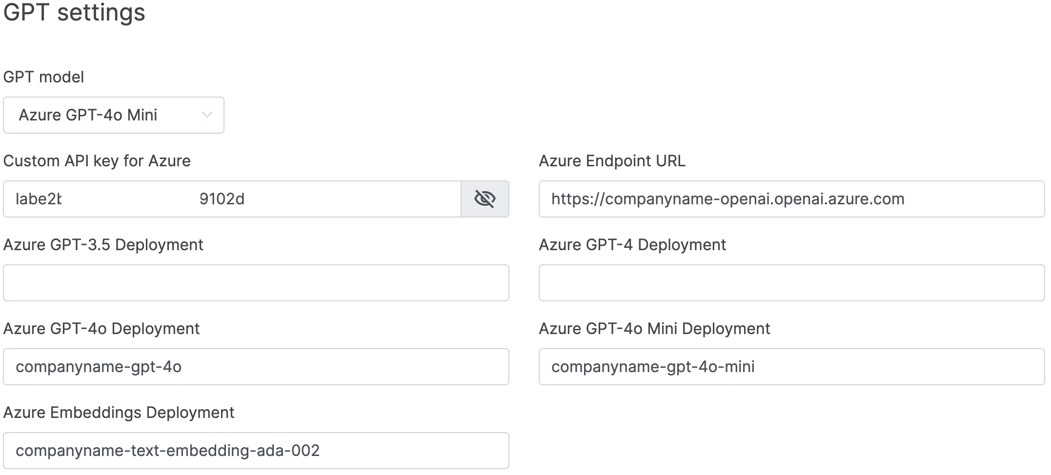 LoyJoy Azure GPT settings