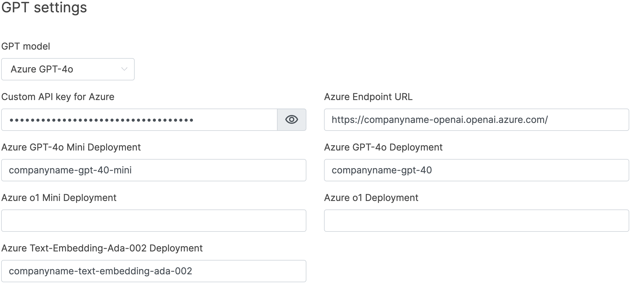 LoyJoy Azure GPT settings