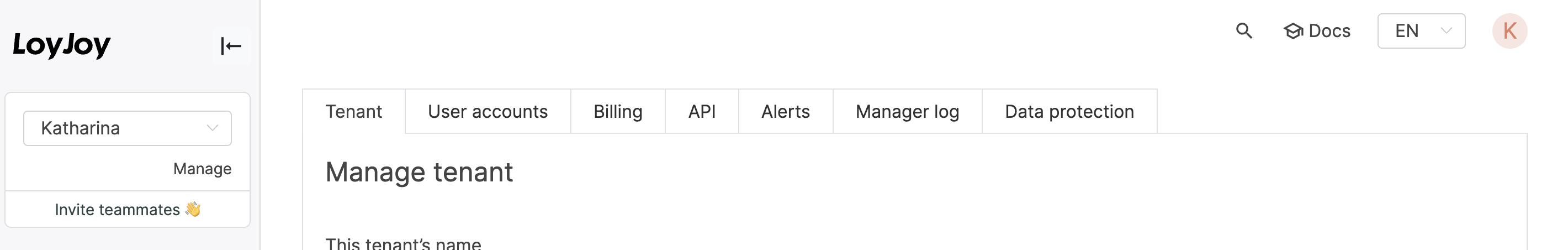 Manage tenant