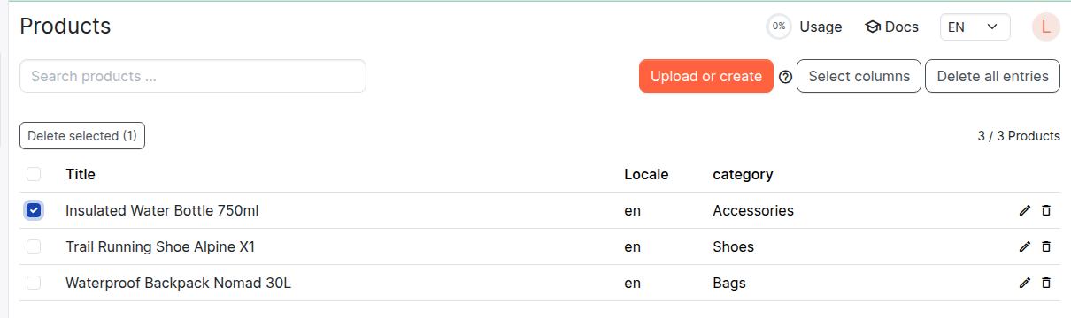 Products list Products list