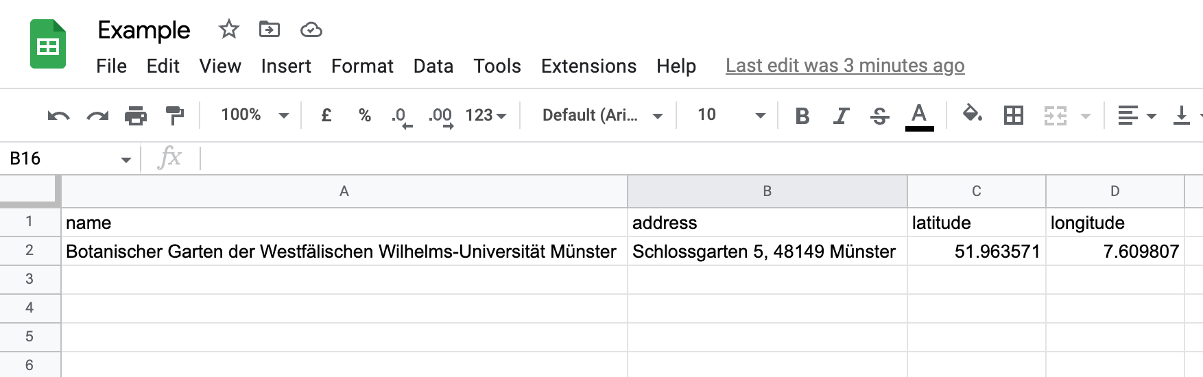 Example sheet