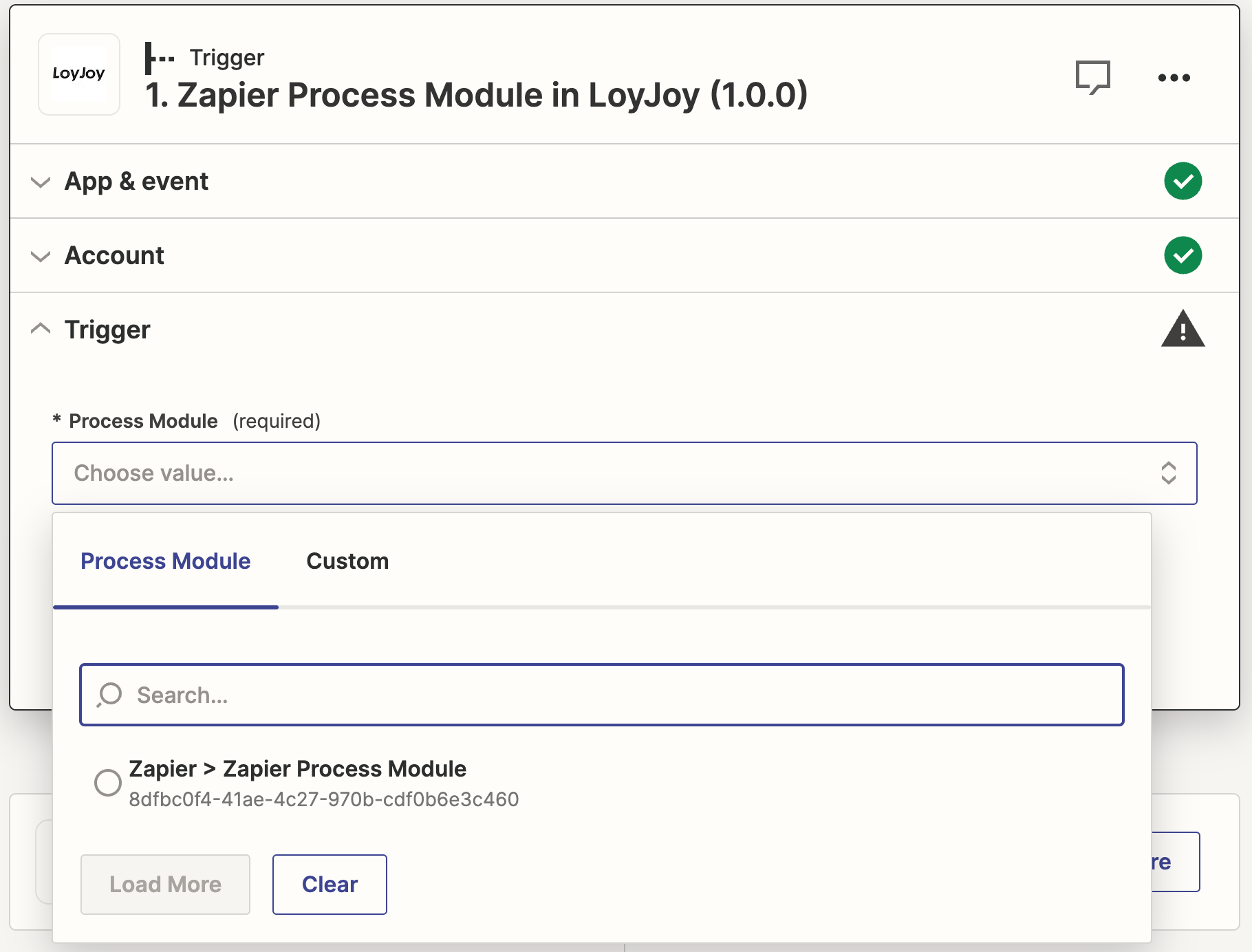 Select LoyJoy Process Module